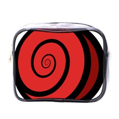 Double Spiral Thick Lines Black Red Mini Toiletries Bags by Mariart