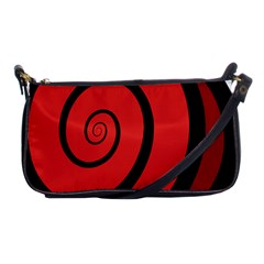 Double Spiral Thick Lines Black Red Shoulder Clutch Bags by Mariart