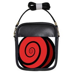 Double Spiral Thick Lines Black Red Girls Sling Bags by Mariart