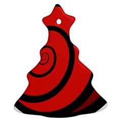 Double Spiral Thick Lines Black Red Ornament (christmas Tree) 