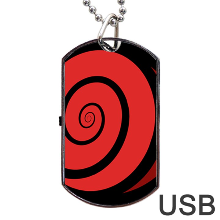 Double Spiral Thick Lines Black Red Dog Tag USB Flash (One Side)