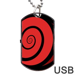 Double Spiral Thick Lines Black Red Dog Tag Usb Flash (two Sides) by Mariart