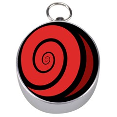 Double Spiral Thick Lines Black Red Silver Compasses