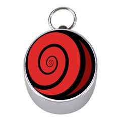 Double Spiral Thick Lines Black Red Mini Silver Compasses