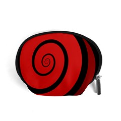 Double Spiral Thick Lines Black Red Accessory Pouches (small) 