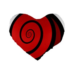 Double Spiral Thick Lines Black Red Standard 16  Premium Flano Heart Shape Cushions by Mariart