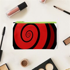 Double Spiral Thick Lines Black Red Cosmetic Bag (xs) by Mariart