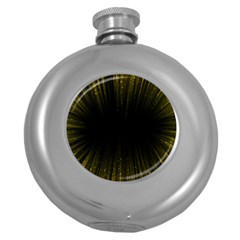 Colorful Light Ray Border Animation Loop Yellow Round Hip Flask (5 Oz) by Mariart