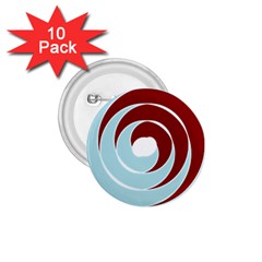 Double Spiral Thick Lines Blue Red 1 75  Buttons (10 Pack)