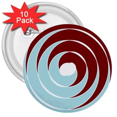 Double Spiral Thick Lines Blue Red 3  Buttons (10 Pack) 