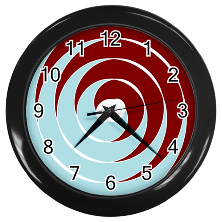 Double Spiral Thick Lines Blue Red Wall Clocks (Black)