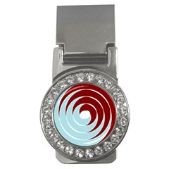 Double Spiral Thick Lines Blue Red Money Clips (cz)  by Mariart