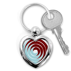 Double Spiral Thick Lines Blue Red Key Chains (heart) 