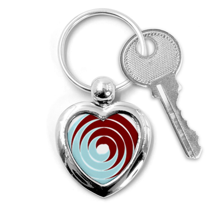 Double Spiral Thick Lines Blue Red Key Chains (Heart) 