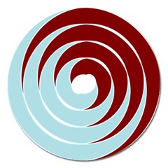 Double Spiral Thick Lines Blue Red Magnet 5  (round)