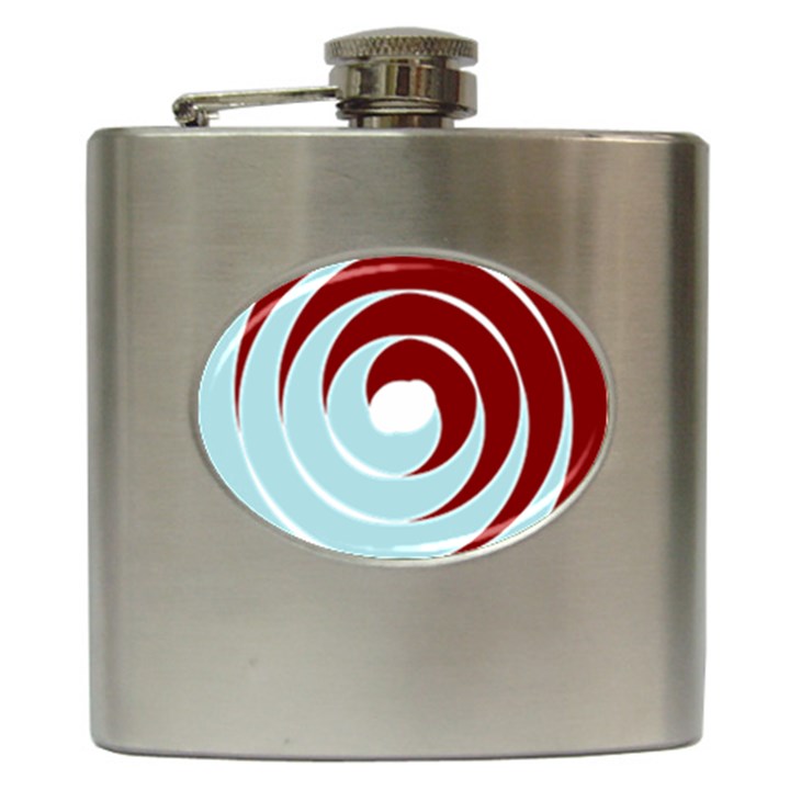 Double Spiral Thick Lines Blue Red Hip Flask (6 oz)