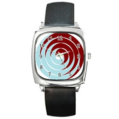 Double Spiral Thick Lines Blue Red Square Metal Watch