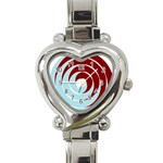 Double Spiral Thick Lines Blue Red Heart Italian Charm Watch Front