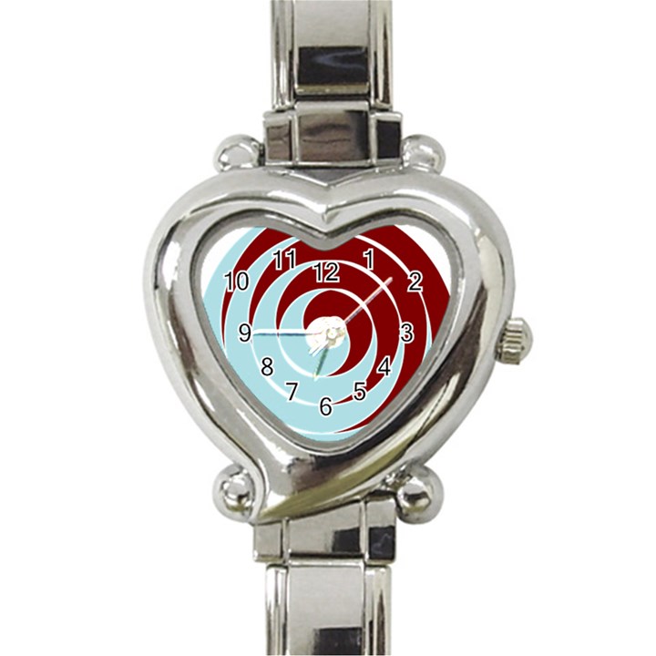 Double Spiral Thick Lines Blue Red Heart Italian Charm Watch