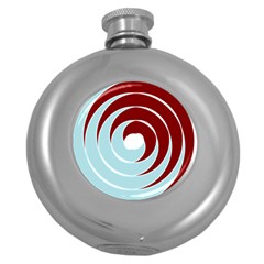 Double Spiral Thick Lines Blue Red Round Hip Flask (5 Oz) by Mariart