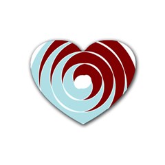 Double Spiral Thick Lines Blue Red Rubber Coaster (heart)  by Mariart