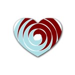 Double Spiral Thick Lines Blue Red Rubber Coaster (Heart)  Front