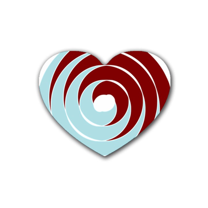 Double Spiral Thick Lines Blue Red Rubber Coaster (Heart) 