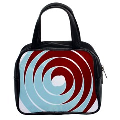 Double Spiral Thick Lines Blue Red Classic Handbags (2 Sides) by Mariart