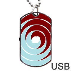 Double Spiral Thick Lines Blue Red Dog Tag Usb Flash (one Side)