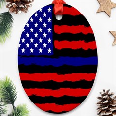 Flag American Line Star Red Blue White Black Beauty Ornament (oval)