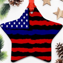 Flag American Line Star Red Blue White Black Beauty Ornament (star)