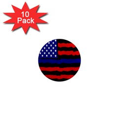 Flag American Line Star Red Blue White Black Beauty 1  Mini Magnet (10 Pack)  by Mariart