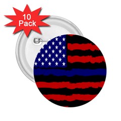 Flag American Line Star Red Blue White Black Beauty 2 25  Buttons (10 Pack) 