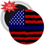 Flag American Line Star Red Blue White Black Beauty 3  Magnets (10 pack)  Front