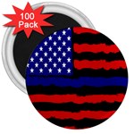 Flag American Line Star Red Blue White Black Beauty 3  Magnets (100 pack) Front