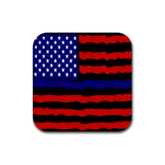 Flag American Line Star Red Blue White Black Beauty Rubber Coaster (square)  by Mariart