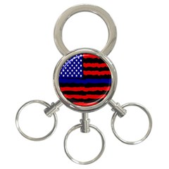 Flag American Line Star Red Blue White Black Beauty 3-ring Key Chains by Mariart