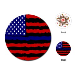 Flag American Line Star Red Blue White Black Beauty Playing Cards (round)  by Mariart