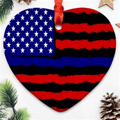 Flag American Line Star Red Blue White Black Beauty Heart Ornament (two Sides) by Mariart