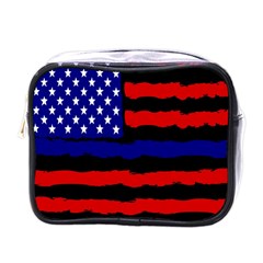 Flag American Line Star Red Blue White Black Beauty Mini Toiletries Bags by Mariart