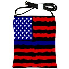 Flag American Line Star Red Blue White Black Beauty Shoulder Sling Bags by Mariart