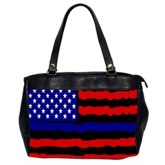 Flag American Line Star Red Blue White Black Beauty Office Handbags (2 Sides)  by Mariart