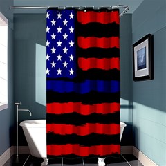 Flag American Line Star Red Blue White Black Beauty Shower Curtain 36  X 72  (stall)  by Mariart