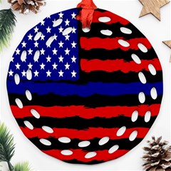 Flag American Line Star Red Blue White Black Beauty Ornament (round Filigree)