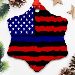 Flag American Line Star Red Blue White Black Beauty Snowflake Ornament (two Sides) by Mariart