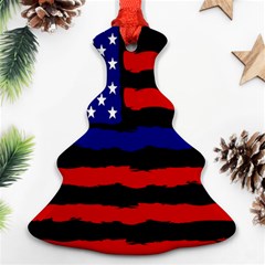 Flag American Line Star Red Blue White Black Beauty Christmas Tree Ornament (two Sides)