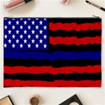 Flag American Line Star Red Blue White Black Beauty Cosmetic Bag (XXXL)  Back