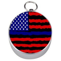 Flag American Line Star Red Blue White Black Beauty Silver Compasses by Mariart