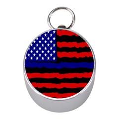 Flag American Line Star Red Blue White Black Beauty Mini Silver Compasses by Mariart