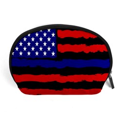 Flag American Line Star Red Blue White Black Beauty Accessory Pouches (large)  by Mariart